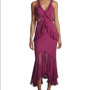 Cinq a Sept Sydney Ruffle Cut-Out Midi Dress